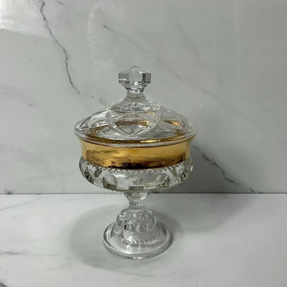 ROYAL LIMITED Crystal Pedestal Candy Dish With Lid